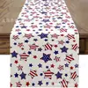 Corredor de Mesa Novo de Venda Quente Transfronteiriça para o 250º Aniversário do Dia da Independência, Corredor de Mesa de Linho com Estampas de Estrelas para o Dia da Independência Americana