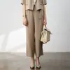 Seda de morera de 30 momme, muy texturizada, pantalones formales de cintura alta, nueva colección 2026, de cintura alta, casual, pantalones de traje de pierna recta para mujer
