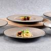Plato de Melamina Estilo Japonés Redondo Hogareño Vajilla de Gama Alta Engrosado Anticaída Patrón de Corteza Plato Redondo Plato Plano Plato Sombrero de Paja