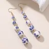 Ez5886 Pendientes de Perlas con Patrón de Porcelana Azul y Blanca Europea y Americana Transfronterizos Moda Retro Pendientes para Mujer