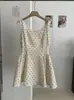 Vestido de Tirantes Ajustado Estilo Coreano para Niña Kekezoon con Cintura Alta y Pliegues, Dulce Vestido Petite 8162