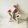 Portavelas de Madera Adornos Creativos Navideños Papá Noel Tronco Estrella de Cinco Puntas Decoración Regalo Decoraciones de Madera Maciza