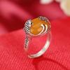 Anillo de plata de ley Yilu S925 con diseño de moneda de carpa desgastada vintage con cera de abejas, estilo antiguo, anillo abierto con koi de buena suerte