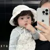 Chapéus para Bebês e Crianças Pequenas, Estilo Fino para Primavera e Outono, Chapéus de Sol para Verão, Aba Larga, Acabamento em Renda, Chapéus de Princesa, Proteção Solar ao Ar Livre, Estilo Coreano