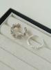 Set de Pendientes de Anillo Abierto de Margarita de Plata 925 Anillo Moda para Mujer Anillo de Dedo Simple