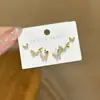 Set de Pendientes de Mariposa Completamente de Diamante, Pendientes de Diseño de Nicho Exquisitos y Lujosos, Versátiles para el Trabajo Diario, Pendientes de Hada