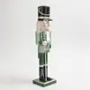 Cascanueces Soldado de 38CM Decoración Navideña Adorno de Regalo Pintado a Mano Bastón Verde Festividad