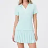 Conjunto Deportivo Transfronterizo de Tacto Desnudo para Tenis para Mujer, Camiseta Polo de Manga Corta Ajustada, Ropa de Entrenamiento de Bádminton y Fitness, Falda Corta, Verano