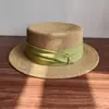 Sombrero de Paja de Ala Plana para Mujer, Salida de Verano, Playa, Protección Solar, Parasol, Sombrero de Sol, Fedora Pequeño Francés Retro para Hombre