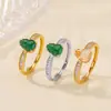 Anel Yuebaozhu S925 Prata Esterlina Diamante Cabacinha Jade Citrino Sorte, Anel de Luxo Leve Vintage de Alta Qualidade Atacado