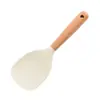 Nuevo Juego de Espátula y Cuchara de Silicona con Mango de Madera de Haya, Sartén Antiadherente, Cuchara para Arroz de Silicona Resistente a Altas Temperaturas, Juego de Utensilios de Cocina para el Hogar