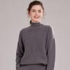 Conjunto de Cachemira para Mujer Otoño e Invierno 2024 Nuevo Cuello Medio Alto Trenzado Suelto Combinable Camiseta Básica Suéter de Cachemira Tejido Grueso