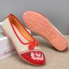 Zapatos de Tela Old Beijing para Mujer, Zapatos Planos Bajos de Punta Redonda Estilo Étnico para Madres de Mediana Edad y Mayores, Zapatos de Piel de Vaca Suave Antideslizantes con Diseño Floral