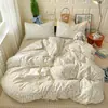 Juego de cuatro piezas floral combinable 100% algodón para niñas, funda nórdica de algodón puro, juego de tres piezas de sábana bajera, ropa de cama de sábana bajera ajustada estilo ins para primavera-verano