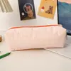 Bolsa de Lápices Seersucker Más Vendida Transfronteriza Organizador de Papelería de Escritorio para Estudiantes Bolsa de Almacenamiento de Viaje de Gran Capacidad con Raya Bordada