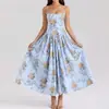 Otoño 2026 Nuevo Transfronterizo Europeo y Americano Ropa de Mujer Estilo Elegante de Temperamento Vestido Largo de Tirantes Estampado para Mujer