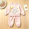 Estilo Coreano Desenho Animado 3D Estrela Ovelhinha Conjunto de Duas Peças Outono Gola Redonda Moletom Calça Jogger Meninas Crianças Conjunto Esportivo
