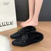 Zapatos peludos de mujer para aumentar la altura, nuevo estilo otoño/invierno 2026, para uso en exteriores, mocasines cerrados con lazo, cálidos y cómodos