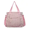 Bolsa de ombro de veludo cotelê estilo coreano, bolsa tote de lona simples e casual, grande capacidade, adequada para escola e trabalho, versátil e estilosa, para vendas transfronteiriças