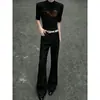 Pantalones Casuales de Traje Negro para Hombre, Estilo Delgado de Verano, Marca Americana Trendy de Corte Limpio, Alargan las Piernas, Elegantes Pantalones de Boca de Campana