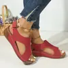 Sandalias Gruesas de Suela con Velcro de Gran Tamaño para Mujer del Sudeste Asiático, Sandalias de Playa de Cuña Hueca Transpirables Cosidas Transfronterizas