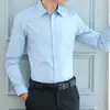 Camisa Blanca de Manga Larga para Hombre con Bolsillos, Ropa Formal de Negocios Delgada, Tendencia 2025 Estilo Nuevo