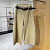 Calça casual solta cáqui para mulheres, nova calça wide leg outono 2026, resistente a rugas, com bom caimento, calça balloon cropped curva