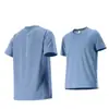 Camiseta de manga corta para correr de verano para hombre con un patrón de puntos en la espalda, rayas verticales transpirables, detalles reflectantes y cuello redondo, adecuada para entrenamiento al aire libre, deportes y uso casual