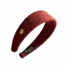 Diadema de Felpa de Lana con Letra Ovalada y Etiqueta Dorada, Versión Ancha, Novedad Otoño e Invierno, Diadema de Moda de Alta Gama, Accesorios para el Cabello para Mujeres
