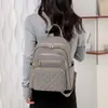 Mochila Feminina Grande Capacidade Simples Estilo Coreano Texturizada Popular Transfronteiriça Costura em Losango Rebites Mochila da Moda para Mulheres