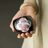Taza de Cerámica Negra Estilo Dinastías Tang y Song con Flores de Lirio Pintadas a Mano, Tamaño Grande, Adecuada para Uso Doméstico, Taza de Degustación de Té, Juego de Té Kung Fu