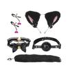 @Conjunto Sexy de Cauda de Raposa de Três Peças, Plug Anal, Coleira, Presilha de Mamilo, Conjunto de Metal, Produtos Sexuais para Adultos