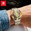Reloj de la Marca Oulisi con Respaldo de Celebridad, Modelo Nuevo, Reloj Mecánico Falso Completamente Calado, Reloj para Hombre Resistente al Agua