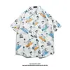 Camisas Florais de Manga Curta para Homens e Mulheres, Férias na Praia Havaiana, 60 Cores, Camisas de Manga Meia-Manga com Caimento, Atacado de Fábrica Transfronteiriço