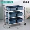 Carrito de Entrega de Alimentos de Acero Inoxidable Engrosado, Carrito de Recogida de Vajilla de Hotel, Carrito de Servicio para Restaurante, Carrito Comercial Móvil de Tres Pisos para Hotel de Doble Piso