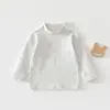 Blusas de Manga Comprida para Primavera e Outono, Gola Redonda para Crianças, Gola Alta Parcial, Camisas Base, Novas Roupas de Peça Única para Meninos e Meninas