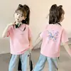 Camiseta de manga corta 100% algodón para niña 2026 nuevo estilo de verano camiseta de manga corta para niños pequeños y medianos fina elegante ropa para niños bebé moderna
