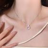 Collar Rosa de Amor de Lujo Ligero de Alta Gama Estilo Chanel Pequeño Exquisito Estilo Ins de Celebridad de Internet Zircón en Forma de Corazón Combinable Cadena para Clavícula