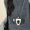 Colar Magnético com Clipe para Óculos em Couro com Gatinho e Bolinhas Único para Mulheres Estilo Doce e Descolado Acessório de Colar com Pingente Longo para Clipe de Óculos de Sol para Uso Externo