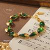 Pulsera de Piedra Natural Estilo Francés Medio Personalizada Retro para Mujer Moda Geométrica Retro Vidrio Combinable Simple