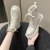 Botas Martin Transfronterizas de Comercio Exterior para Mujer, Nuevos Modelos Populares de Otoño e Invierno, Botines Blancos Retro con Forro de Felpa, Botas de Motocicleta de Estilo Británico con Suela Gruesa