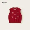 Ropa Infantil Youbao Conjunto Infantil Camisa de Solapa Chaleco de Punto Rojo Oveja Pequeña Pantalones Casuales Conjunto de Tres Piezas Ropa para Niñas