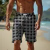 2026 Nuevos Shorts de Playa de Verano de Moda Transfronterizos Europeos y Americanos Cuadros Clásicos Estampado 3D Sueltos Casuales para Vacaciones