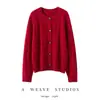 Nuevo cárdigan de cachemir puro para mujer de otoño e invierno, suéter de punto con hilo moteado de cuello redondo, suéter holgado, top casual, abrigo grueso