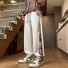 Pantalones deportivos holgados con costuras, pantalones largos casuales de moda para hombre, tallas grandes, primavera y otoño, moda para estudiantes, tallas grandes, tejidos