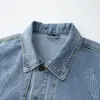 Jaqueta jeans nova e moderna para atacado de outono para homens, estilo American high street, corte reto solto, casaco jeans workwear