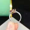 Anillo Ajustable de Plata S925 con Granate Natural en Forma de Corazón Anillo Incrustado Joyería de Lujo Accesible para Mujer