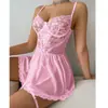Atacado Lingerie Erótica Renda Camisola Camisola Transparente Delicada Franzida Sexy Doce Roupa de Dormir para Mulheres Comércio Exterior
