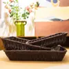Cesta rectangular para pan de ratán no imitativo, cesta de almacenamiento de ratán, cesta de frutas para supermercado, cesta de almacenamiento tejida de ratán