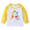 2026 Nueva Camiseta Infantil Transfronteriza de Primavera y Otoño Cuello Redondo Dibujos Animados Manga Larga Camiseta Básica para Niños y Niñas Camiseta de Algodón para Bebé